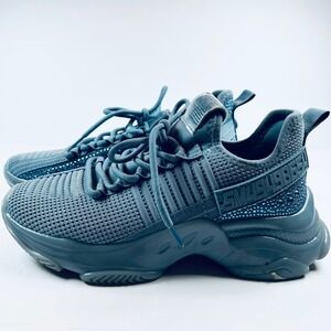 Steve Madden Maxima Rhinestone Sneakers Blue Platform Chunky Sole Womens Size 8M